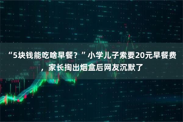 “5块钱能吃啥早餐？”小学儿子索要20元早餐费，家长掏出烟盒后网友沉默了